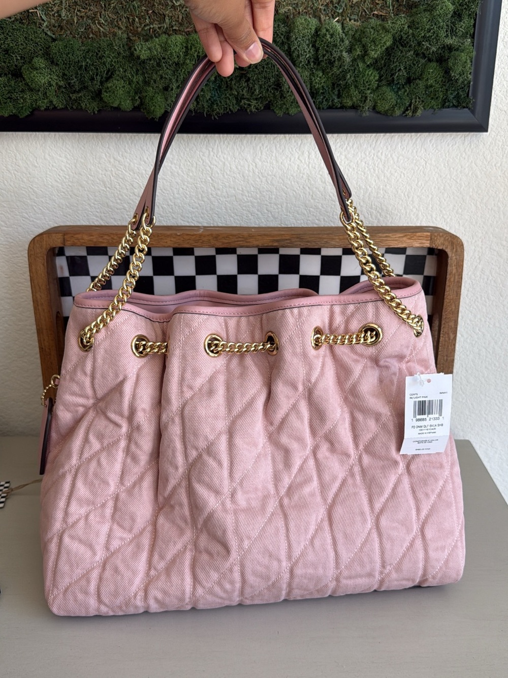 Coach Pink Denim Evelyn Chain-Handle Shoulder Bag - Coach - Picture 2 of 4